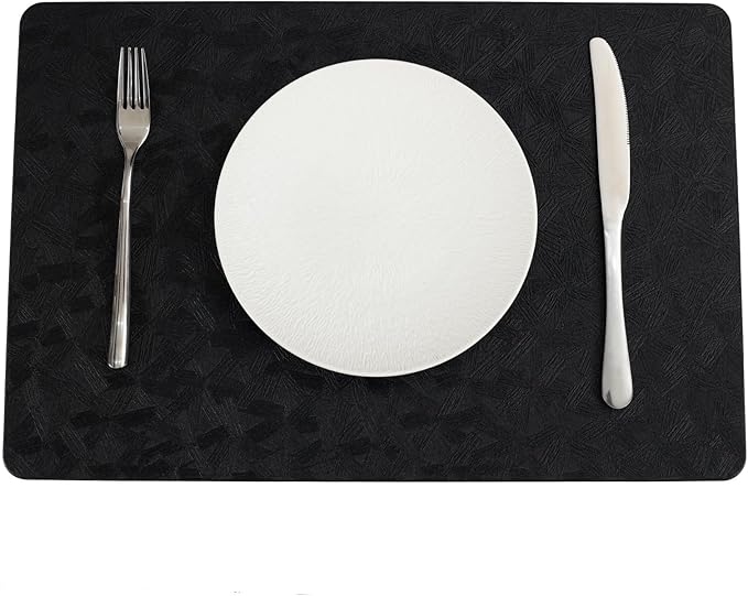 Vinyl Placemats Set of 4 Faux Leather 100% Waterproof Wipeable Washable Place Mats Heat Resistant Easy Clean Non-Slip Table Mats for Indoor Outdoor. (4, Green)