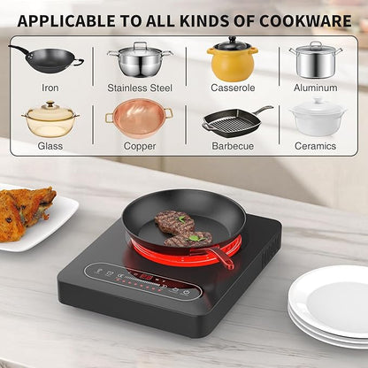 Single Burner Electric Cooktop,110V 1800W Electric Stove Top with LED Touch Control,10 Power Levels, Timer, Safety Lock,Portable cooktop