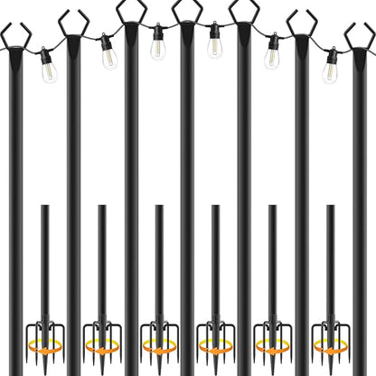 7 Pack String Light Poles,Metal Poles for Hanging Outdoor Light Strings,7 Pack 10 FT Light Poles Stand for Outside Garden,Patio,Wedding,Backyard,Deck,Party