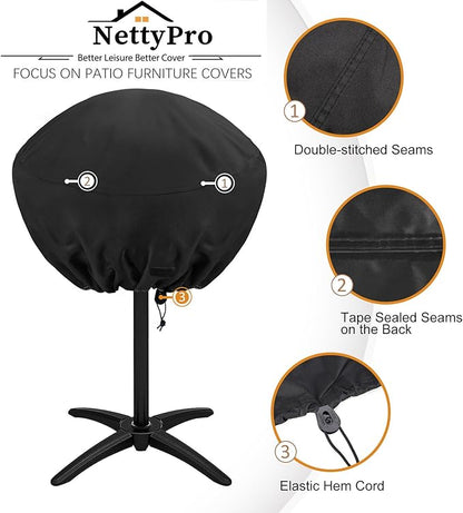NettyPro Grill Cover for George Foreman, Waterproof Heavy Duty Outdoor Indoor Electric Portable Stand Small Grill Cover for Char-Broil, Cuisinart, Homewell, Weber and More, Black