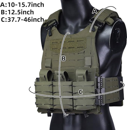 DMGEAR Plate Carrier Tactical Vest - Quick Release 500D Nylon Airsoft Vest, Laser-Cutting Modular Lightweight Vest