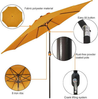 9' Outdoor Patio Umbrella, Outdoor Table Umbrella, Yard Umbrella, Market - Image 2