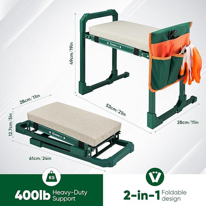 SakerPlus Garden Kneeler and Seat, Heavy Duty Foldable Garden Stool | 10-inch - Image 2
