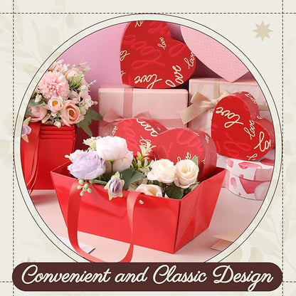 Glenmal 72 Pcs Baskets for Gifts Waterproof Empty Kraft Basket Bulk with Handles 9.8 x 6.5 x 4.3'' Gift Basket Empty to Fill for Wedding Party Christmas Valentines(Red)