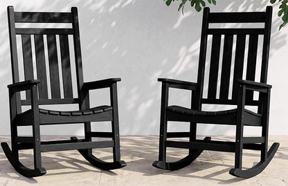 SERWALL Outdoor Rocking Chair Set of 2, Oversized Porch Rocker, Contoured 19.6" by SERWALL