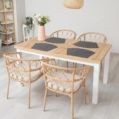 Homaxy Round Table Placemats Set of 6, Washable Wedge Shaped Faux Leather Table Mats, Wipeable Kitchen Dinner Place Mats for Indoor Outdoor, Dark Grey