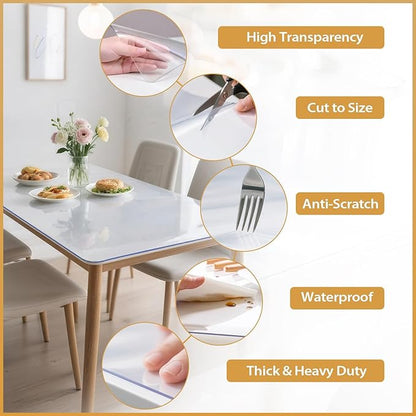 Frosted Table Protector 24 x 36 Inch, 1.4mm Thick Waterproof PVC Plastic Table Cover, Durable Table Pad for Dining Room, Kitchen, Writing Desk, and Coffee Tables