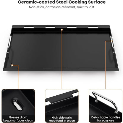 Stanbroil 6789 Full Size Griddle Insert for Weber Genesis 4-Burner 400 Series Gas Grill, Nonstick Coating Flat Top Griddle for Weber Genesis I&II 410 415 425s 435 440, Black