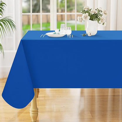 Smiry Square Table Cloth 60x60 Inch, Waterproof Wipeable Vinyl Tablecloths Protector, Oil Spill Proof Plastic Table Cover for Dining, Picnic, Camping, Outdoor, Blue