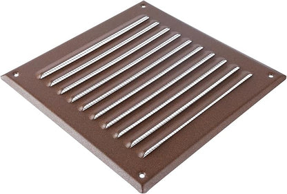 Square Ventilation Grille / 6" x 6" Inch Inside Measurement/Brown Metal Air Vent Louver - Inside/Outside use - / 7.7" x 7.7" Inch Outer Measurement