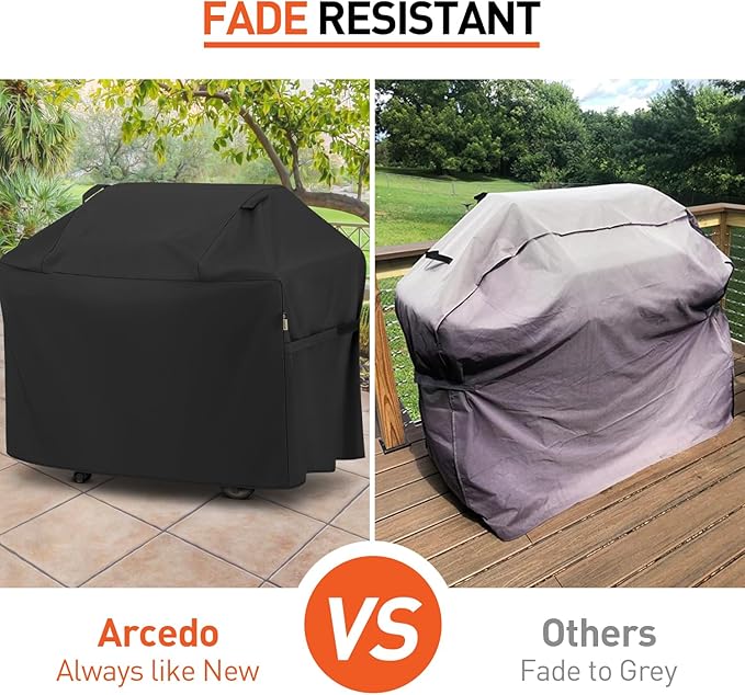 Arcedo Grill Cover 64 Inch, Waterproof Heavy Duty Gas BBQ Grill Cover with Handles, Solid and Fade Resistant Compatible with Weber Charbroil Nexgrill Napoleon