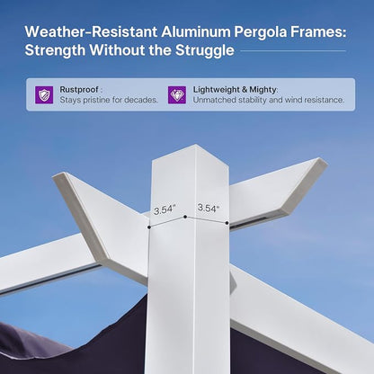 PURPLE LEAF Outdoor White Pergola 10' x 13' w/Double Canopy, aluminum frame - Image 8