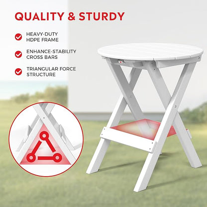Costaelm Paradise 3-Piece Outdoor HDPE Folding Patio Bistro Table and Chairs, White