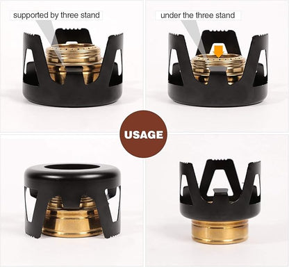REDCAMP Mini Alcohol Stove for Backpacking, Lightweight Brass Spirit Burner with Aluminium Stand for Camping Hiking