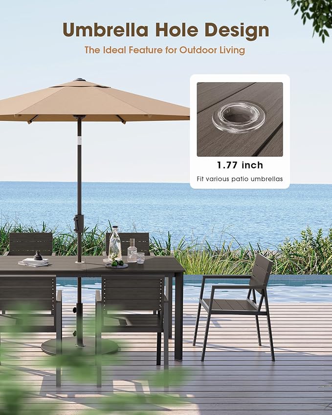 Outdoor Patio Dining Chairs Set of 2, Aluminum & HDPS All-Weather for Deck, Lawn, Backyard, Pool and Indoor Use (Charcoal)