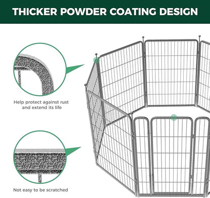 FXW Garden Fence Outdoor for The Yard – 40in(H) x 72.9ft(L) Heavy Duty Metal Animal Barrier for Dog and Rabbit, Decorative Dog Fence, 32 Panels, Silver