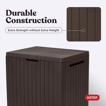 Keter City 30 Gallon Resin Outdoor Storage Box and Patio Furniture Side Table - Image 7