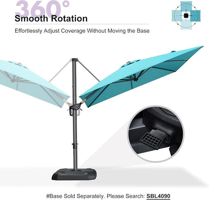 PURPLE LEAF Outdoor Umbrella 8' x 8' Square Sun Protection Turquoise | Smooth - Image 6