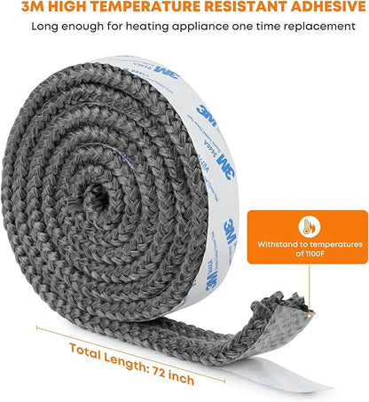 Stanbroil Stove Gasket Tape, 5/8" Width, 1/8" Thick, 72" Length - Self Adhesive Flat Gasket for Stoves and Fireplaces, High Temperature Fiberglass Tape