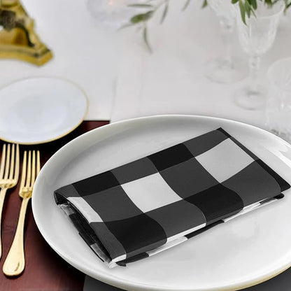 Buffalo Plaid Table Napkins Set of 25 Checkered Cloth Napkins 17x17 inch Washable Dinner Gingham Pattern Napkins Soft Napkins for Wedding Party Dining Banquet(Black and White)