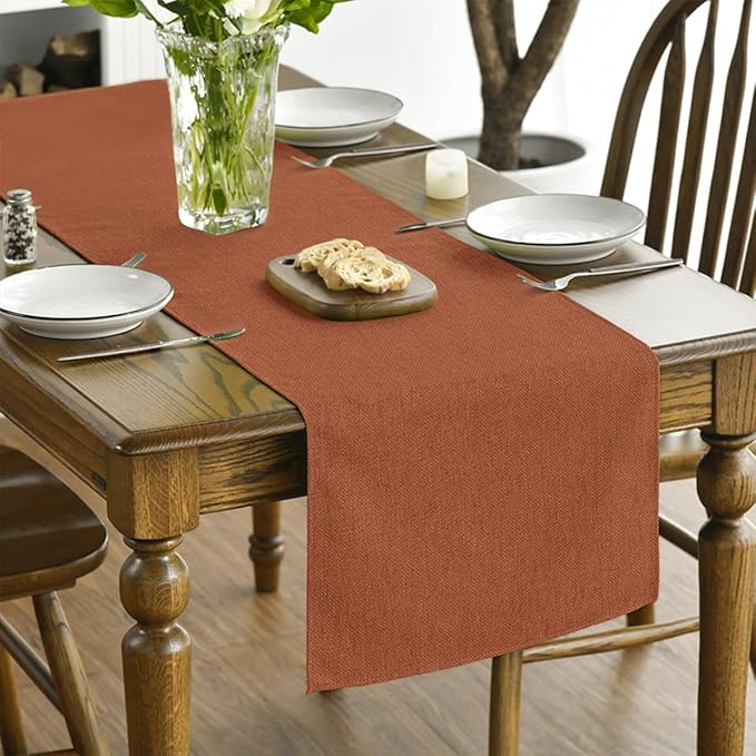 Artoid Mode Rusty Orange Table Runner, Seasonal Fall Thanksgiving Washable Kitchen Dining Table Decoration for Home Party Decor 13x120 Inch