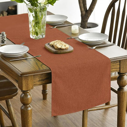 Artoid Mode Rusty Orange Table Runner, Seasonal Fall Thanksgiving Washable Kitchen Dining Table Decoration for Home Party Decor 13x120 Inch
