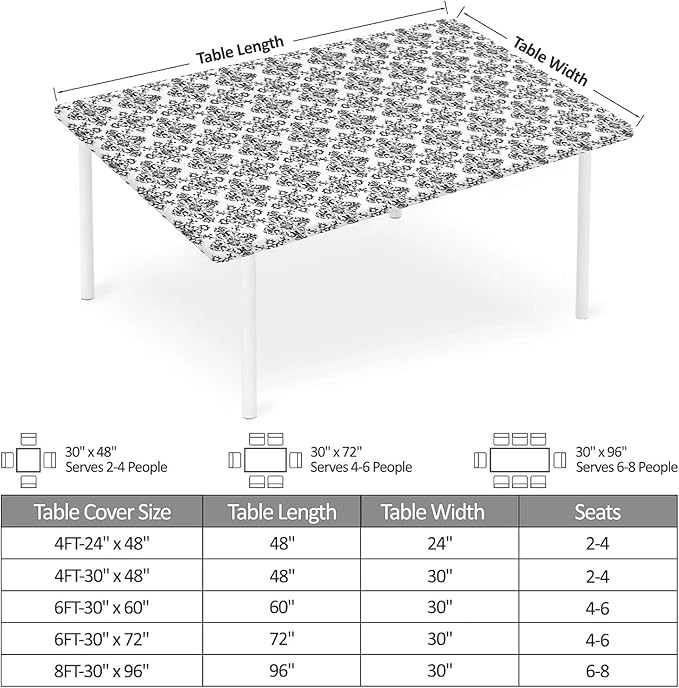 Rectangle Table Cloth Cover Waterproof Elastic Fitted Polyester Fitted Tablecloths for 4 Foot Tables for Indoor,Picnic, Camping, Outdoor （48" x 24"，Geometric ）