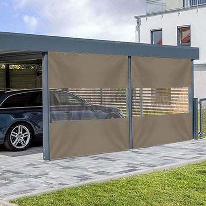 Covers & all Outdoor Clear Panel Curtain, 12 oz Vinyl Outdor Curtains for Patio, Waterproof & Weather Resistant Tarp with Brass Grommets for Pergola, Porch, Gazebos, Balcony (8’ H x 15’ W Feet, Beige)