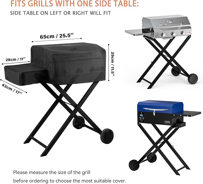 Grill Cover for Onlyfire Grills with Cart and Side Table GS308 GS310 GS342 GS343, Waterproof Grill Cover, Rip-Proof and Anti-UV Barbecue Gas Stove Cover, Black CV701