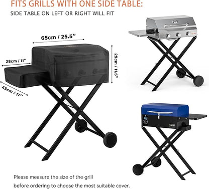 Grill Cover for Onlyfire Grills with Cart and Side Table GS308 GS310 GS342 GS343, Waterproof Grill Cover, Rip-Proof and Anti-UV Barbecue Gas Stove Cover, Black CV701