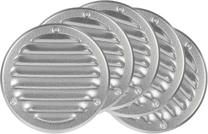 Repa Market 4 Inch (Opening Dimensions) Round Air Vent Cover/White Galvanized Steel Louvered Grill Cover with Mesh Screen/Wall or Ceiling Vent/HVAC Register for DIY Home Improvement
