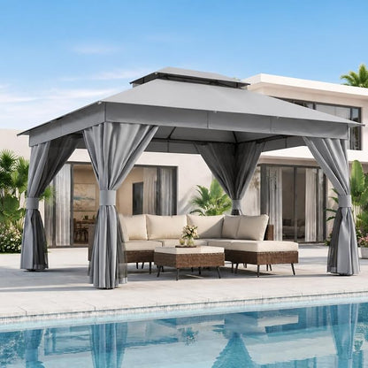 10'x12' Outdoor Gazebo, Heavy Duty Metal Frame Patio Canopy by LAUSAINTHOME