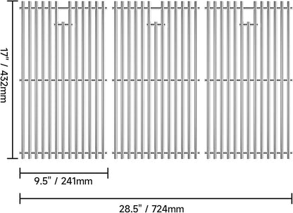 17" Grill Grates Replacement Parts for Charbroil 463242716, for Charbroil Commercial 463242715 463276016 463257520 463263924, Stainless Steel Cooking Grids for Nexgrill 720-0882A BHG 720-0882