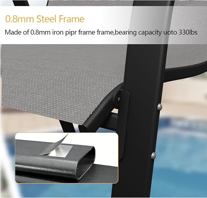 Stackable Patio Chairs Set of 1/2/4, Heavy Duty Metal Frame & Teslin Fabric - Image 5