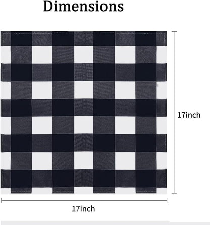 Cupuamon Buffalo Plaid Table Napkins Set of 25, 17x17 inch, Navy and White, Checkered, Polycotton Blend