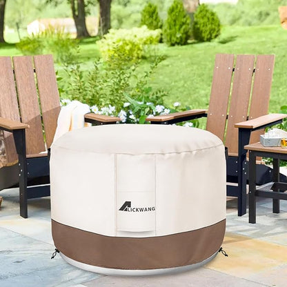 Fire Pit Cover for Solo Stove Bonfire,600D Tear-Resistant Heavy Duty Durable 100% Waterproof 20-22 Inch Smokeless Fire Pit Cover, Patio Weatherproof Gas Fire Pit, Beige 22"x16"