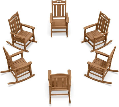 Oversized Outdoor Rocking Chairs Set of 6, 380lbs Heavy-Duty Large Patio Rocker by CIOKEA