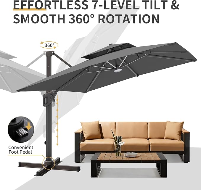 10 X 13 FT Cantilever Patio Outdoor Umbrella - Image 6