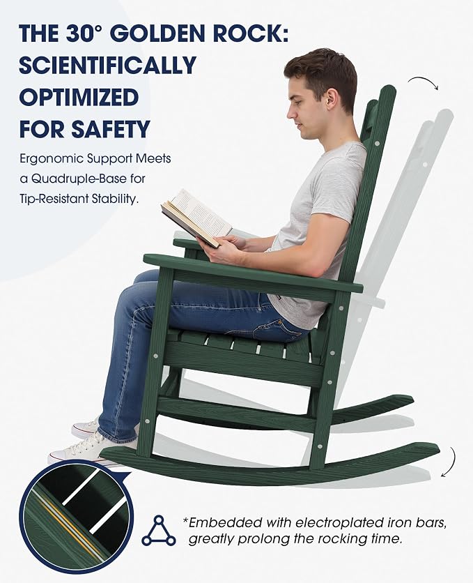 Oversized Outdoor Rocking Chair, HDPE Patio Rockers - Image 5