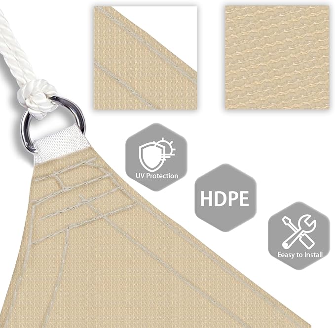 Patio Paradise 2' x 2' x 2' Sun Shade Sail Triangle Canopy Shade Cloth Fabric - Image 3