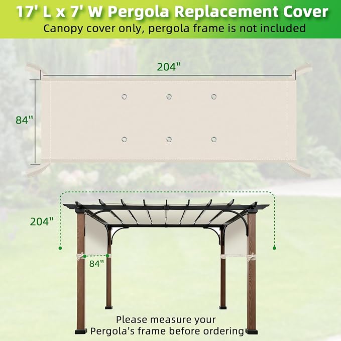 NOVINO Canopy Cover Replacement Pergola Canopy, w/Drainage Holes - Image 2