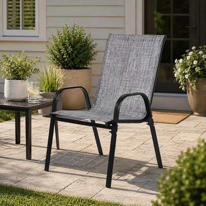 Patio Chairs Set of 4, Stacking Patio Chairs - Image 2
