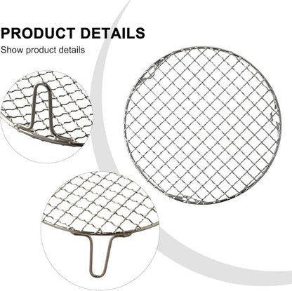 Stainless Steel BBQ Grill Grid with Legs, Round Grid Cooking Net, Even Heating for Outdoor Camping and Home Barbecue(20cm)