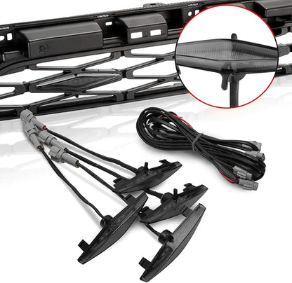 Seven Sparta 4 PCS Grill Led Lights Compatible with Toyota 4Runner 2014-2024 TRD Pro Grille and 2014-2019 SR5, Premium, Limited, TRD Off-Road, Fuse and Instruction Included (Smoke Shell/White Light)
