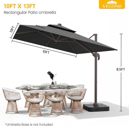 10x13 FT Patio Cantilever Umbrella, Rectangular Heavy Duty Offset Umbrella - Image 8