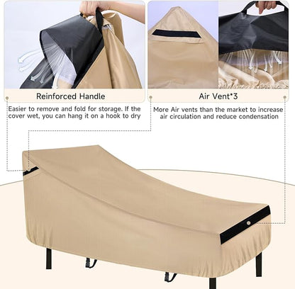 NEVERLAND Chaise Lounge Cover 2 Pack - 420D Lounge Chair Covers Waterproof Outdoor with Air Vents and Adjustable Buckles All Weather Protection - 76L x 32W x 32H inch Golden