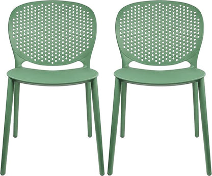2xhome Set of 2 Patio Dining Chairs | Modern Stackable Outdoor Pool Side Chair by 2xhome