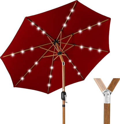 Best Choice Products 10ft Solar Market Patio Umbrella w/Woodgrain Pattern Pole by Unknown
