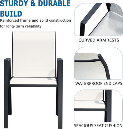 Outdoor Patio Chairs Set of 4, Oyster Beige Stackable Outdoor Chairs, - Image 5