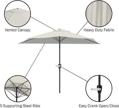 Pure Garden Half Umbrella Outdoor Patio Shade - Image 3